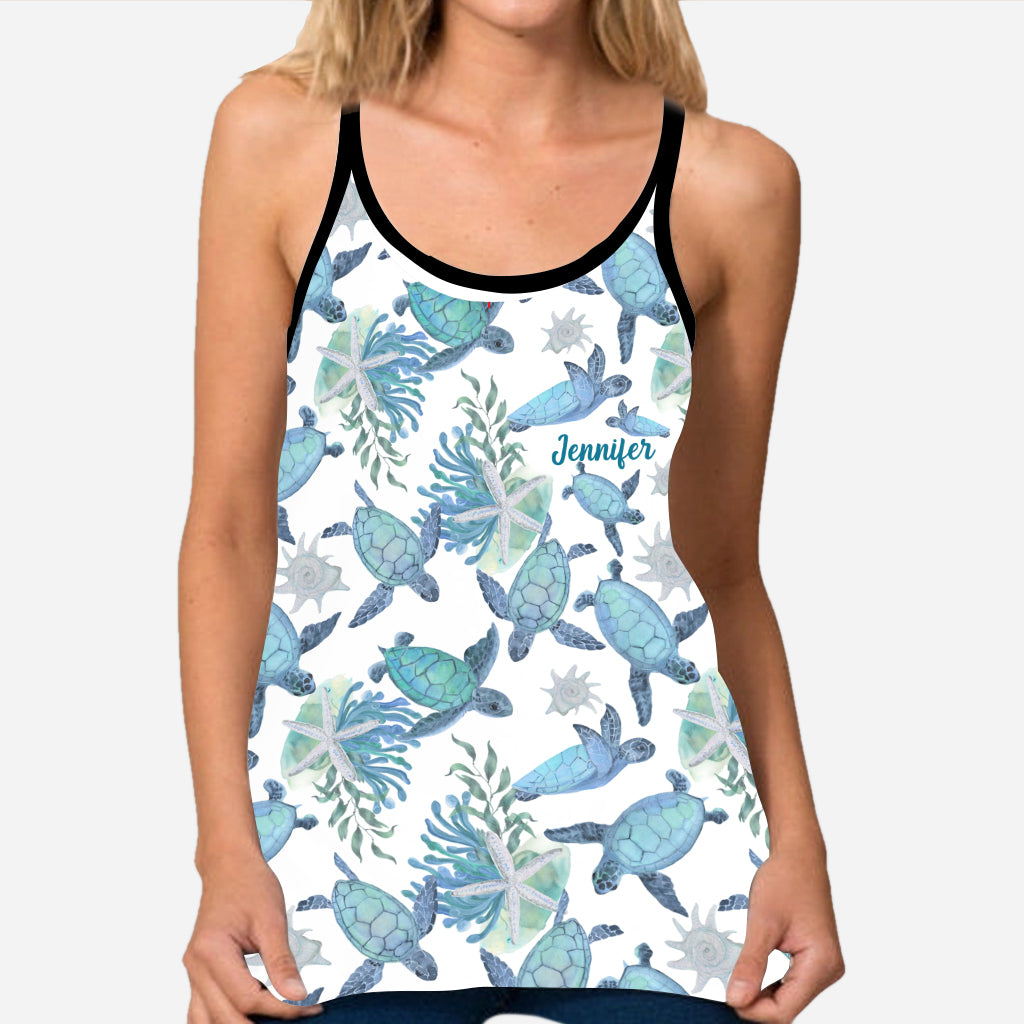 J'adore les tortues - Débardeur et legging personnalisés avec croix de tortues