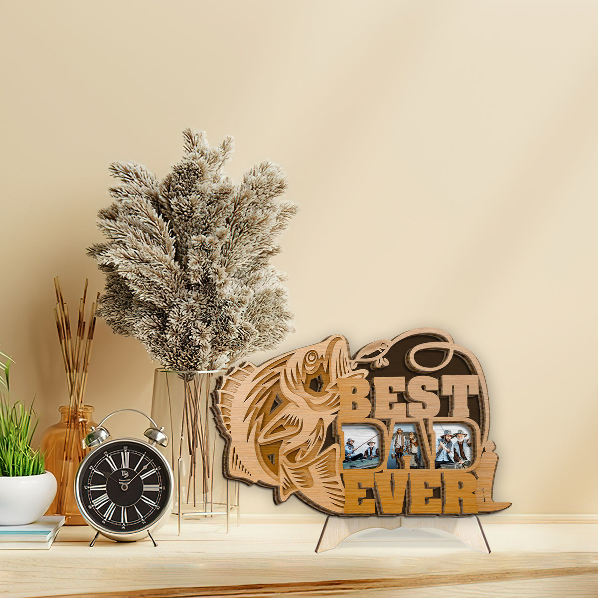 Meilleur papa du monde - Plaque en bois personnalisée à 2 couches « Papa »