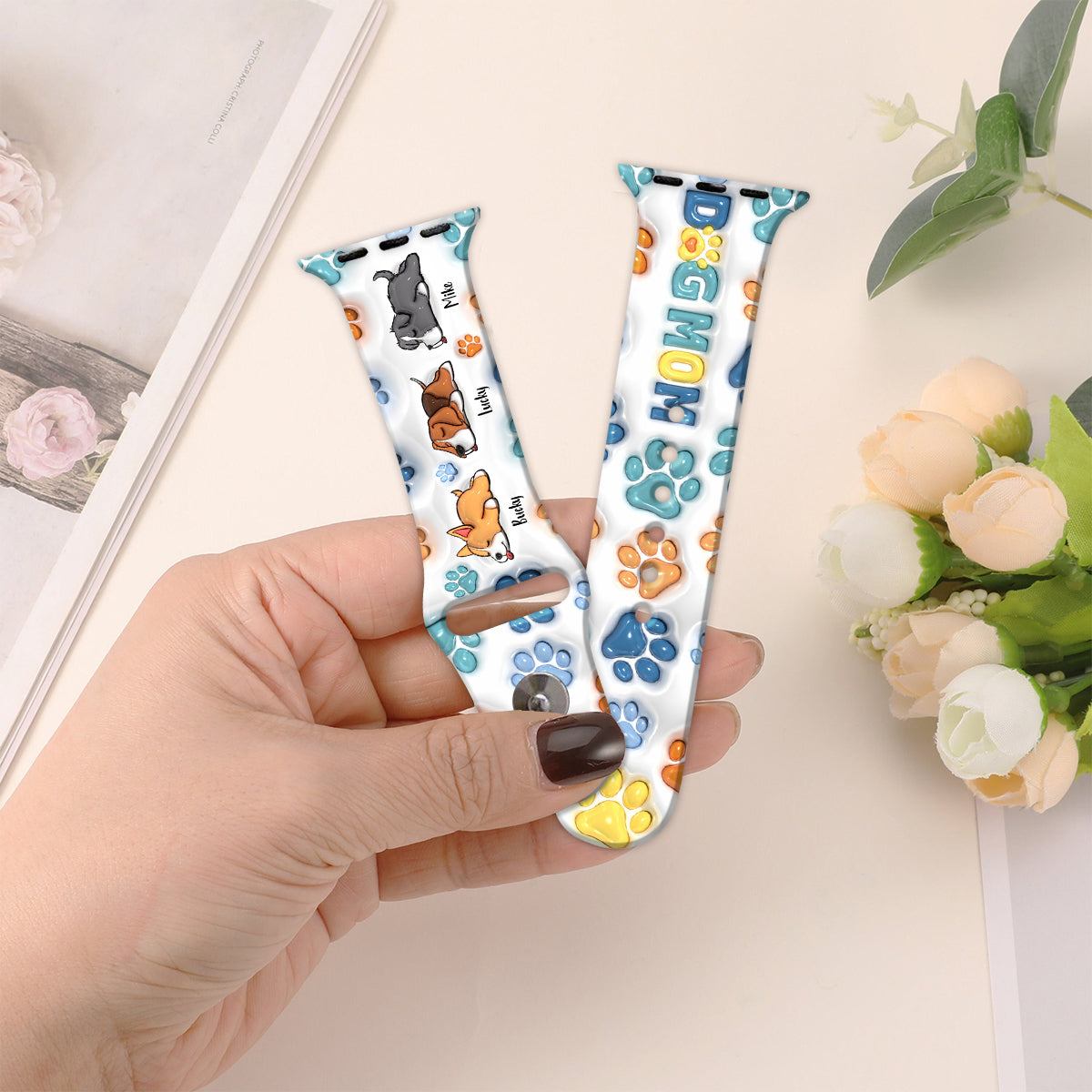 Meilleur papa/maman de chien au monde - Bracelet Apple Watch personnalisé pour chien