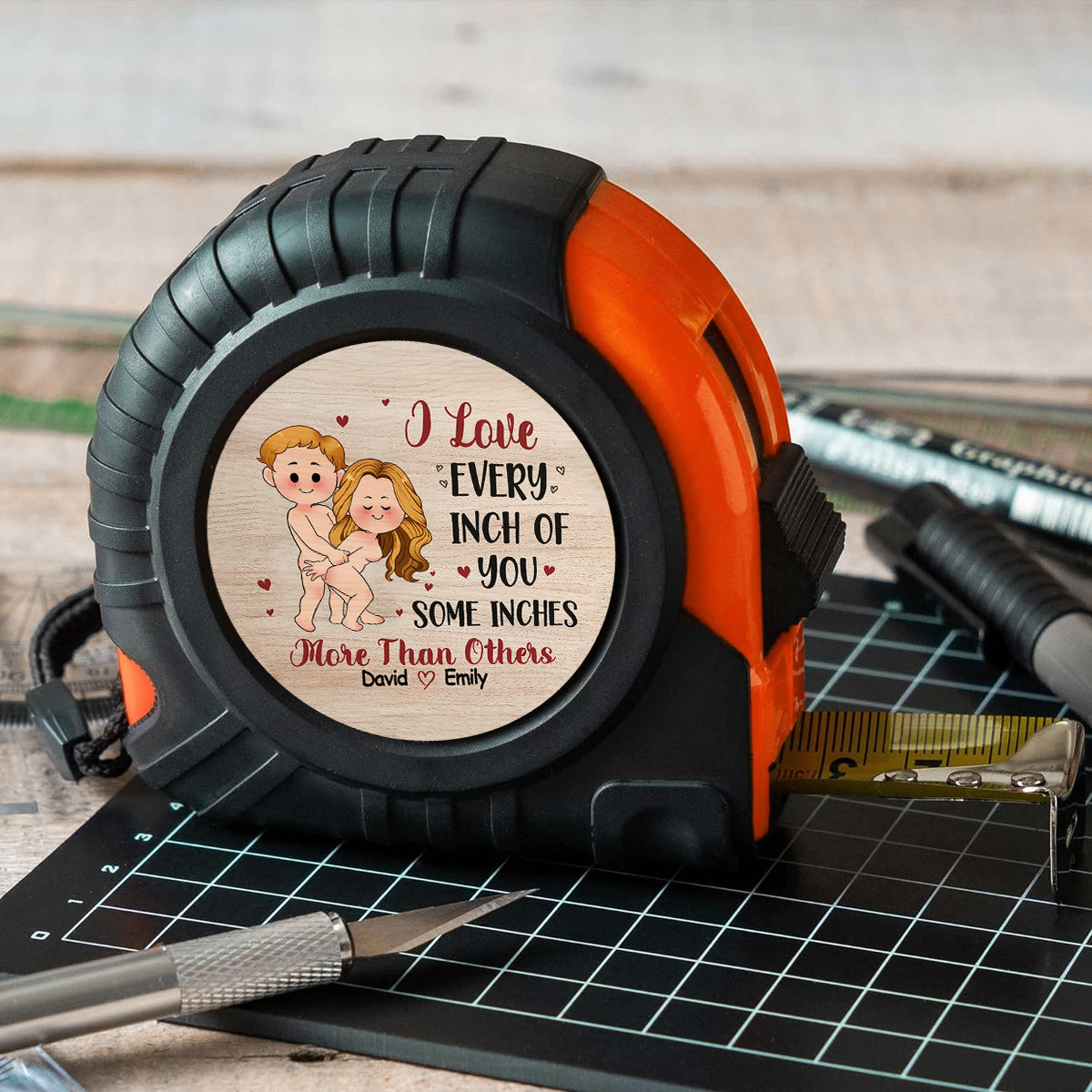 Je t'aime de tout mon cœur - Mètre ruban personnalisé pour couples