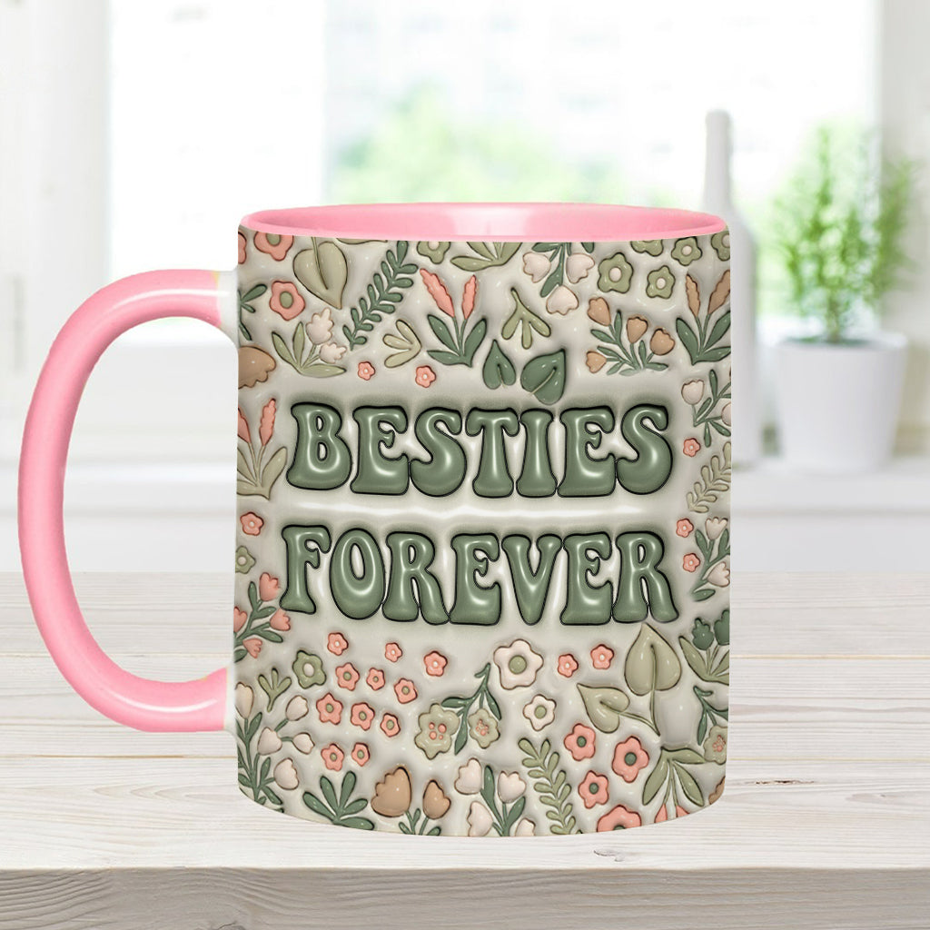 Besties Forever Floral - Personalized Bestie Accent Mug
