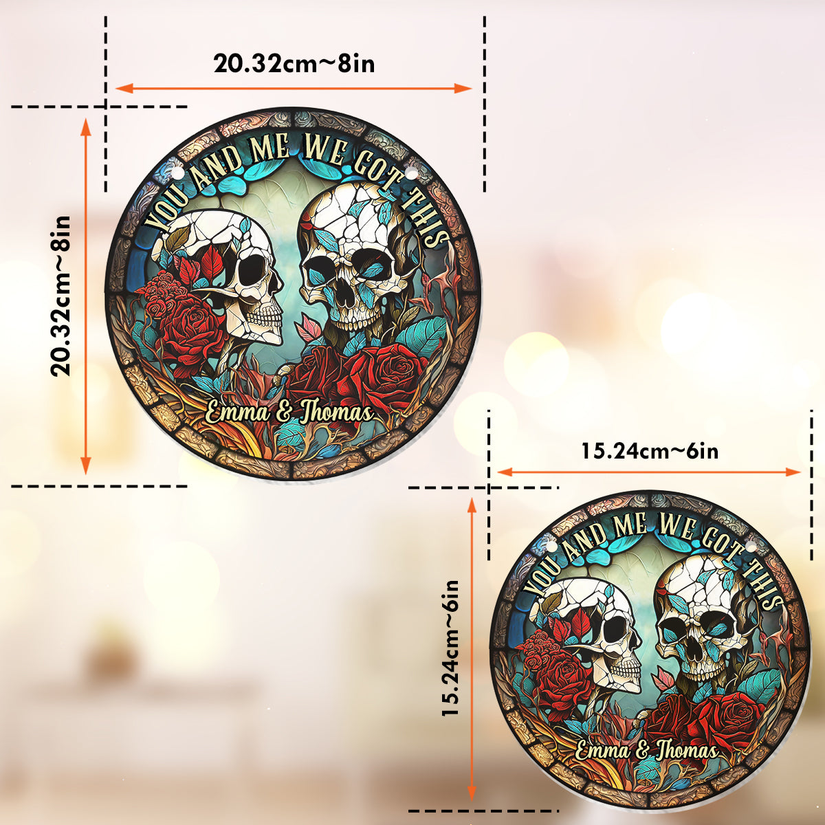 Toi et moi, on y arrive - Attrape-soleil personnalisé pour couple, à suspendre à la fenêtre 