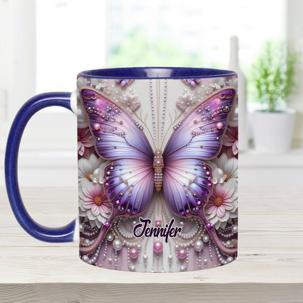 Floral Butterflies - Personalized Butterfly Accent Mug