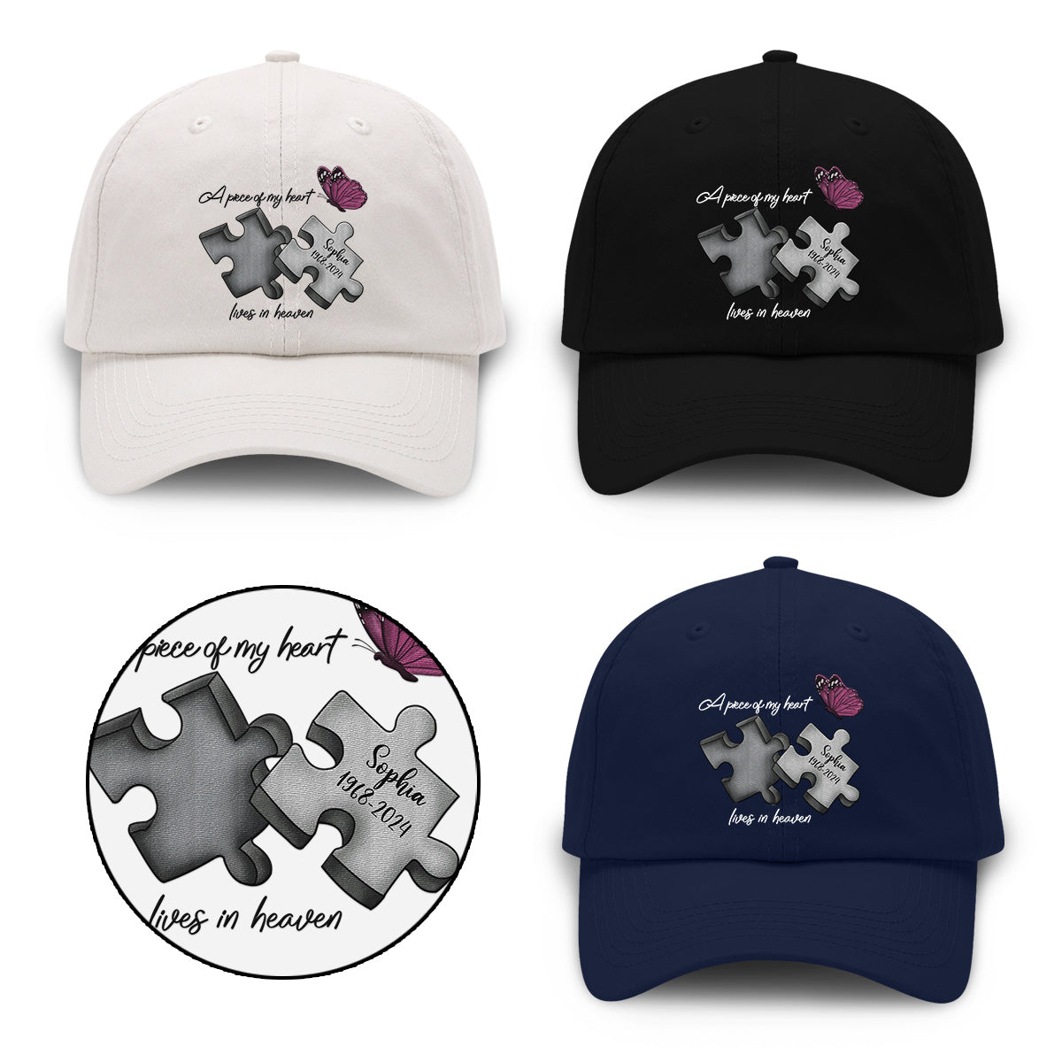 Casquette classique brodée personnalisée en hommage à un papillon libellule et à une plume céleste - Casquette commémorative classique brodée -