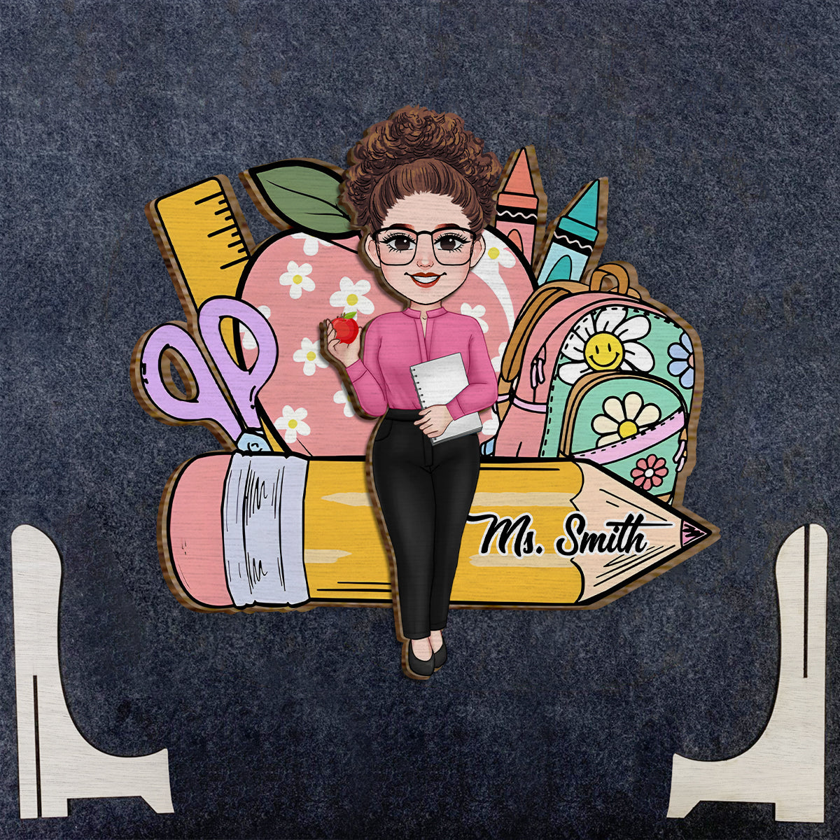 Bienvenue en classe ! Panneau/plaque en bois personnalisé(e) pour enseignant(e), double couche.