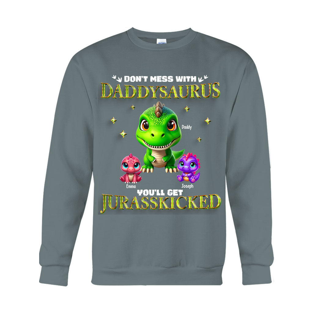 T-shirt et sweat à capuche personnalisés « Papa-Papa » avec dinosaures 3D « Papa-Papa » et « Grand-Papa-Papa ».