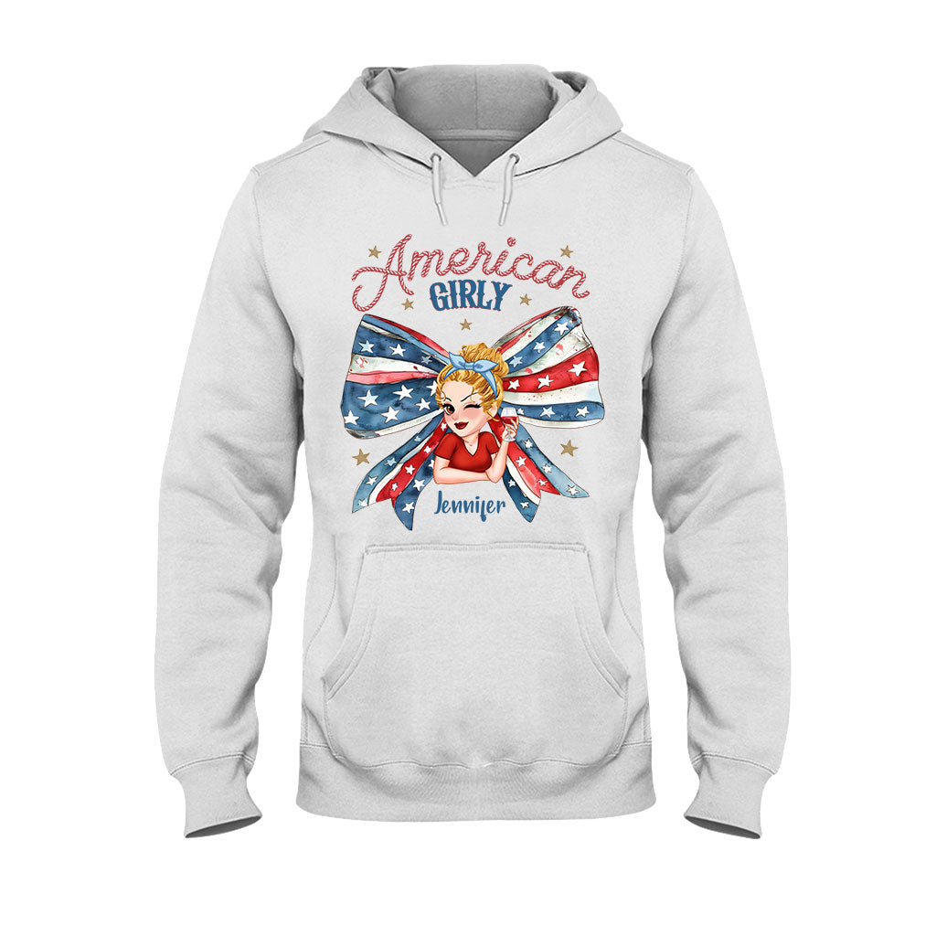 Coquette American Girl - T-shirt et sweat à capuche personnalisés pour la fête nationale américaine (4 juillet).