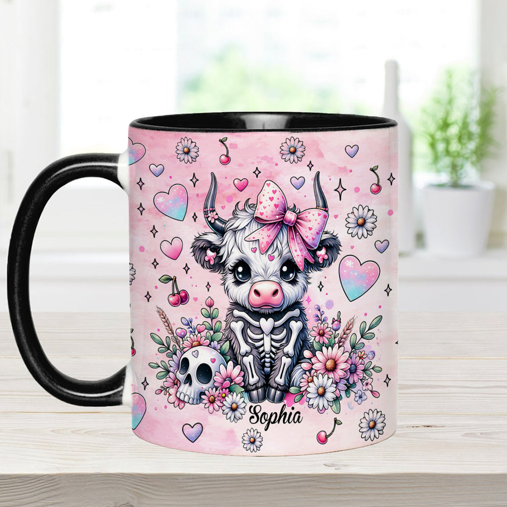 Mug personnalisé « Vache des Highlands d'Halloween mignonne et effrayante »