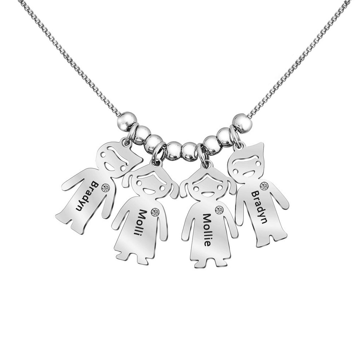 Collier personnalisé avec breloques pour enfants et pierre de naissance - Collier maman personnalisé avec breloques pour enfants
