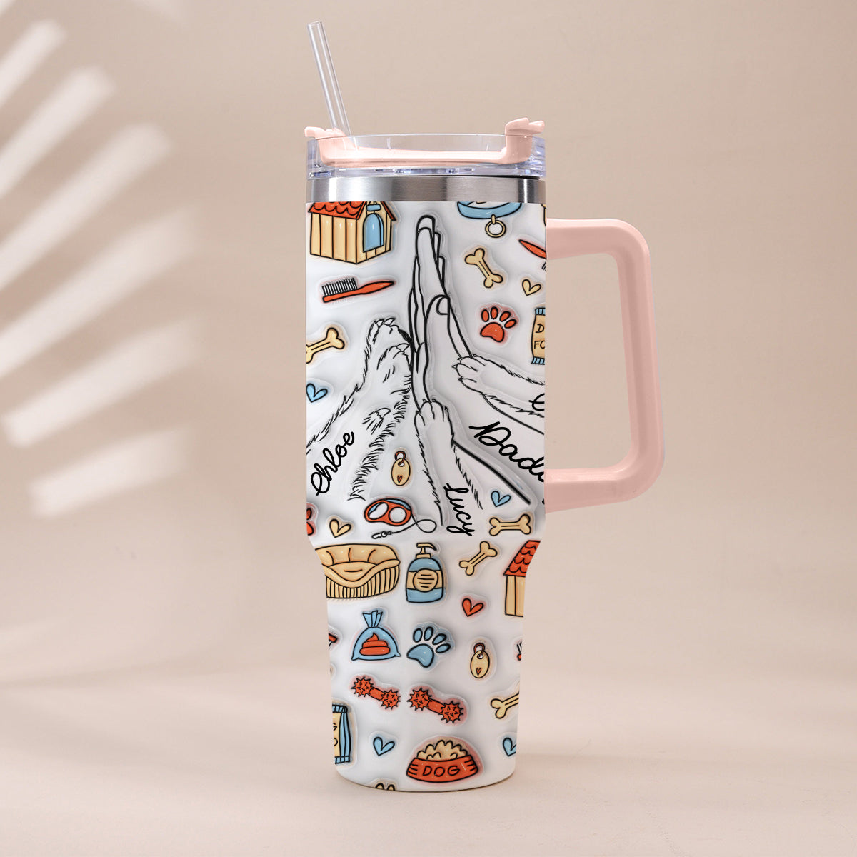 Meilleur papa de chien au monde - Gobelet isotherme personnalisé avec poignée