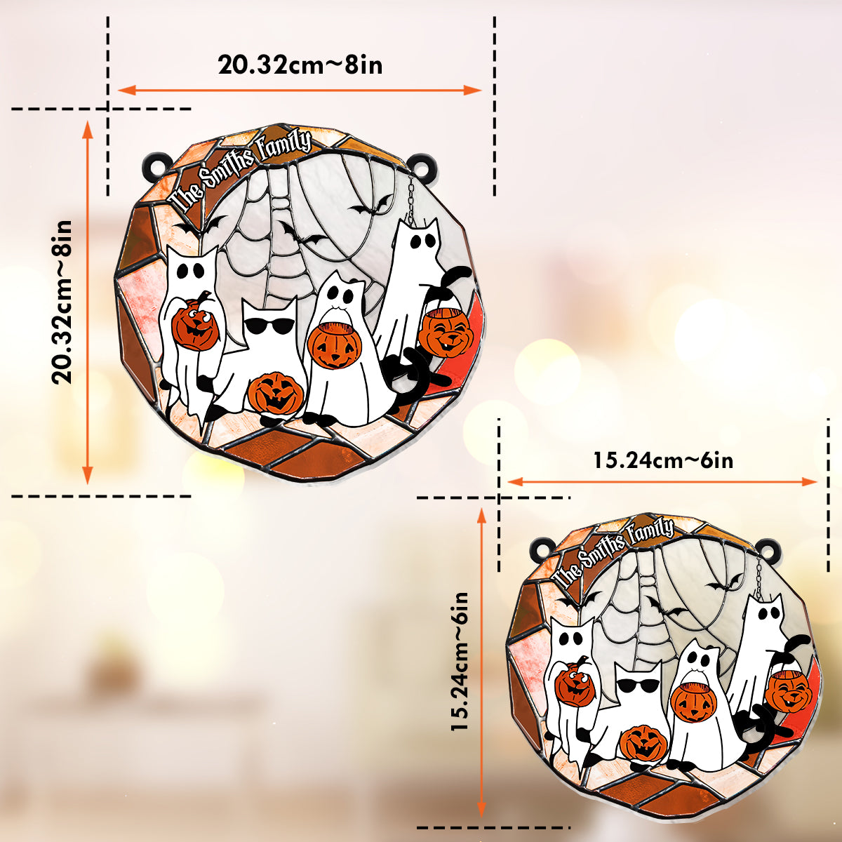 Chat noir Halloween 2024 - Décoration de fenêtre personnalisée Chat noir - Attrape-soleil 