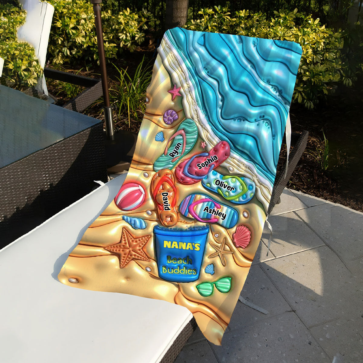 Nana's Beach Buddies - Personalized Grandma Beach Towel