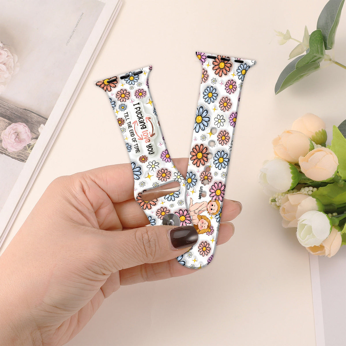 Je t'aimerai jusqu'à la fin des temps - Bracelet Apple Watch personnalisé pour couple