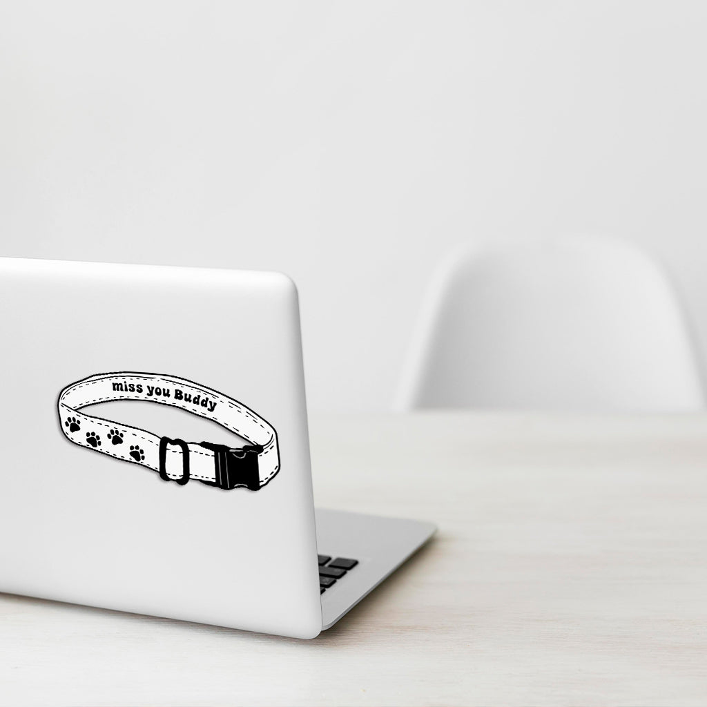 Collier « Tu me manques » - Autocollant personnalisé pour chien découpé à la forme