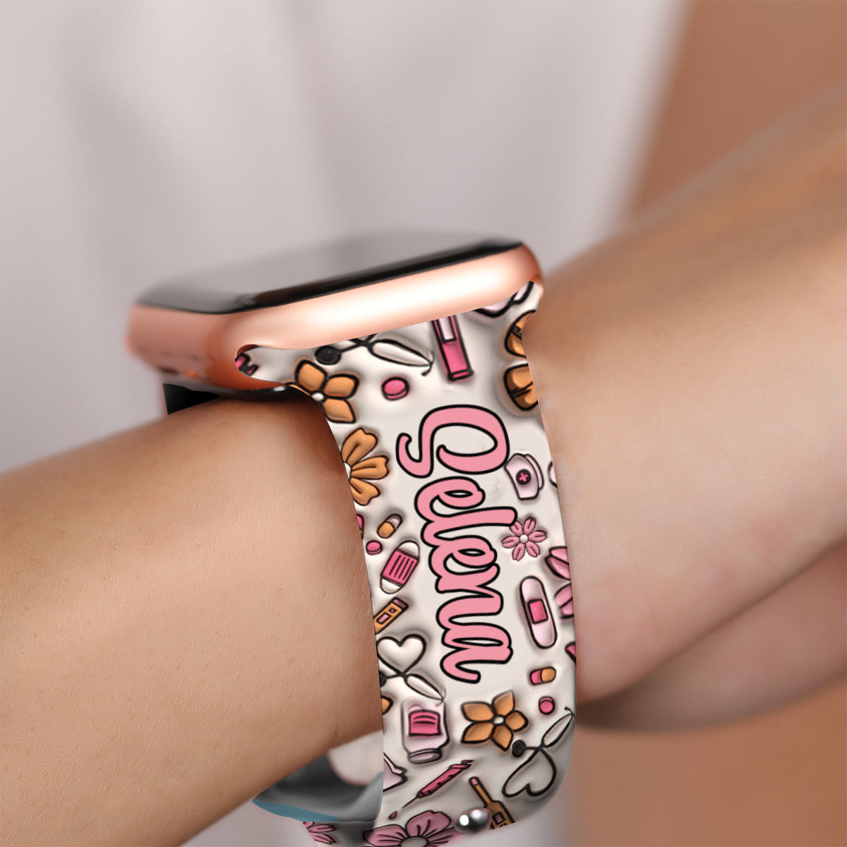 Bracelet personnalisé Puffy Nurse pour Apple Watch - Infirmière