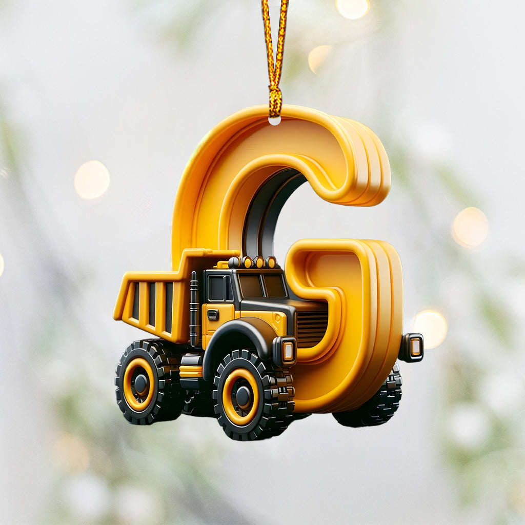 Construction Vehicles Letter Ornament - Personalized Kid Ornament