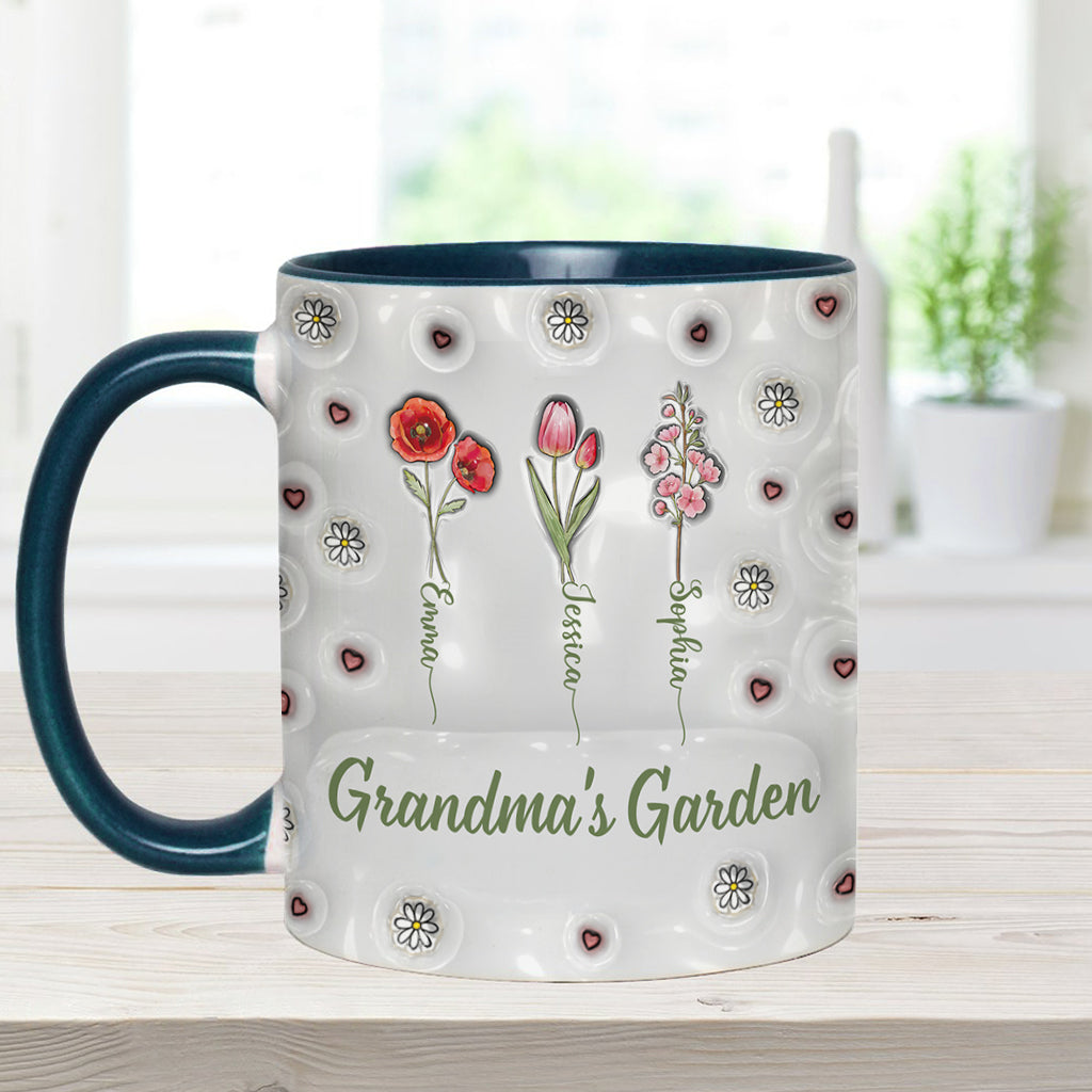 Fleurs du mois de naissance - Jardin de grand-mère - Mug personnalisé pour grand-mère