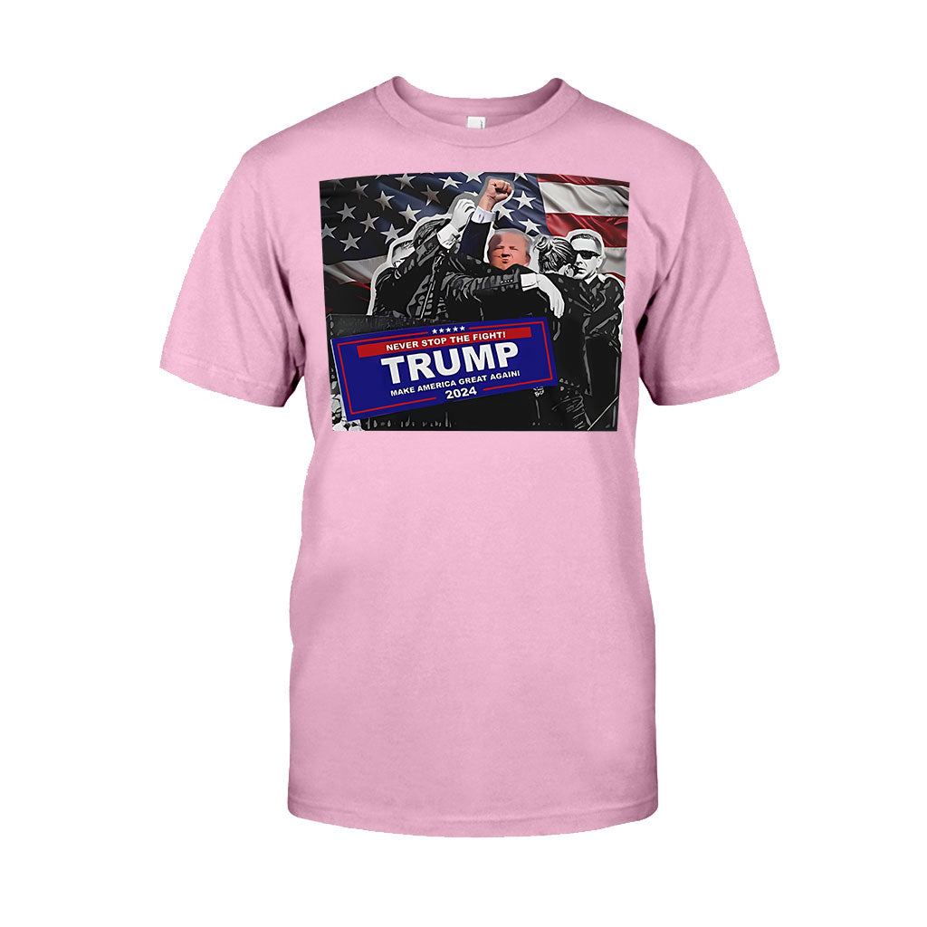 T-shirt « Unis nous sommes forts », T-shirt « Jamais de reddition », T-shirt « Luttons pour l’Amérique », T-shirt « Rassemblement 2024 », T-shirt « Luttons, combattons, combattons »