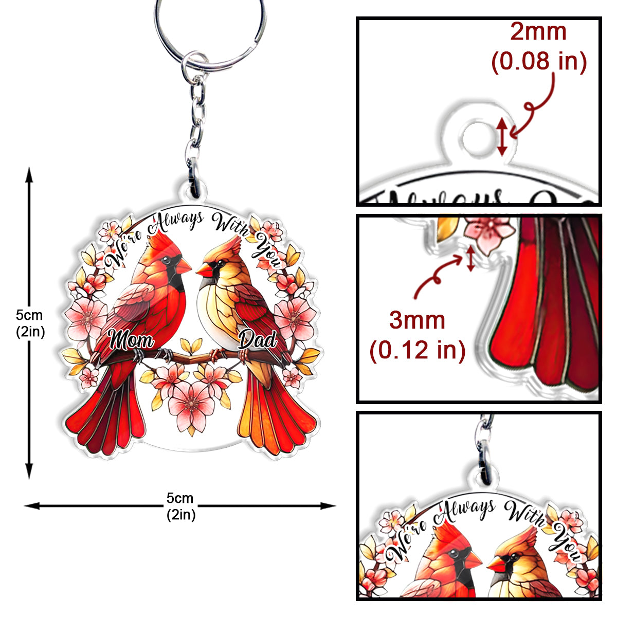 Nous sommes toujours avec vous - Porte-clés commémoratif personnalisé