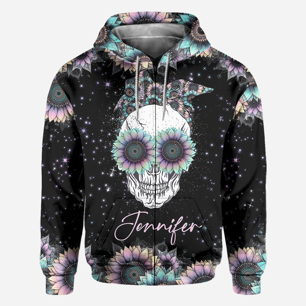 T-shirt personnalisé Zero F Given Tournesol rose et bleu - Tête de mort intégrale