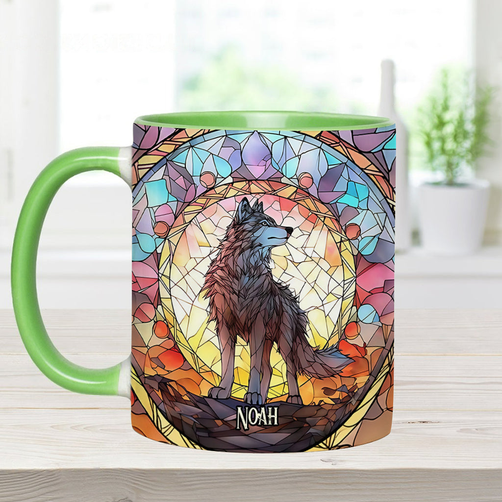 Mug personnalisé « Esprit féroce » avec motif loup