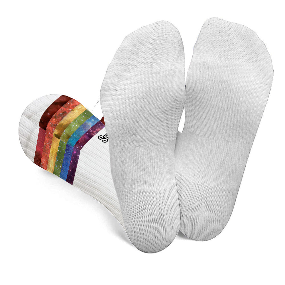 Chaussettes personnalisées de soutien LGBT « Pride Rainbow Galaxy »