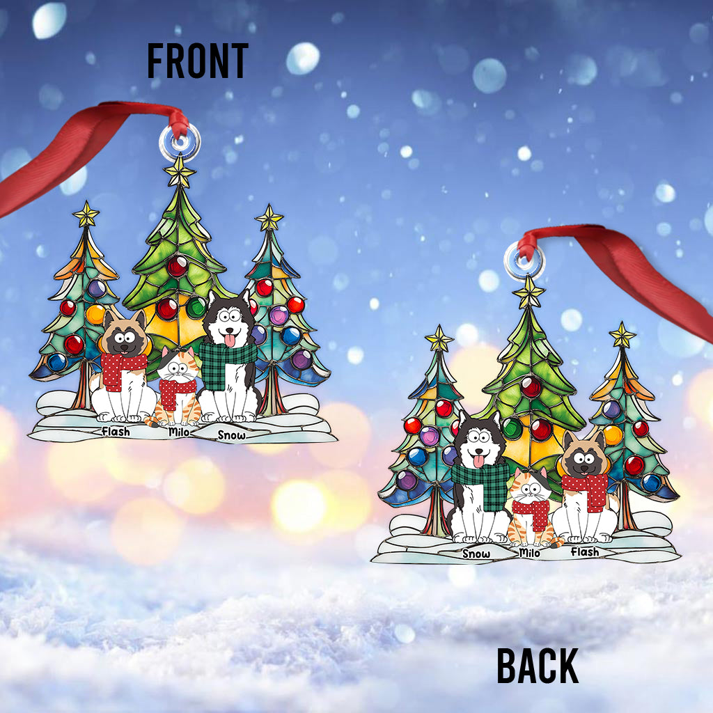 Joyeux Noël pour nos animaux de compagnie - Ornement personnalisé en forme de chien