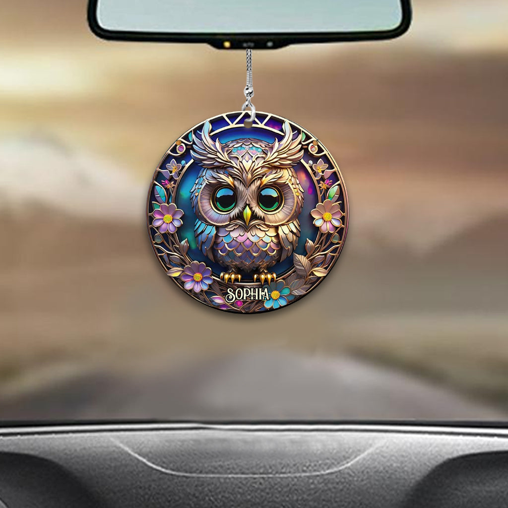 Hibou coloré - Ornement de voiture hibou personnalisé