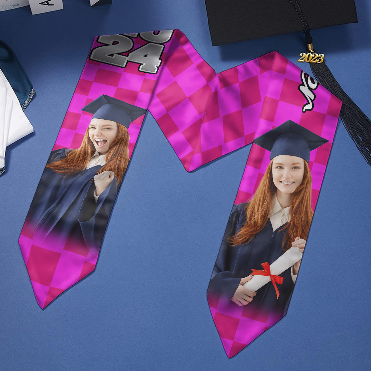 Écharpe de remise de diplôme personnalisée avec photo - Étole de remise de diplôme personnalisée 