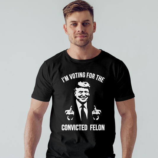 T-shirt Trump, T-shirt « Je vote pour le criminel condamné Trump 2024 », T-shirts républicains, T-shirt pro-Trump, T-shirt 45-47, T-shirt MAGA