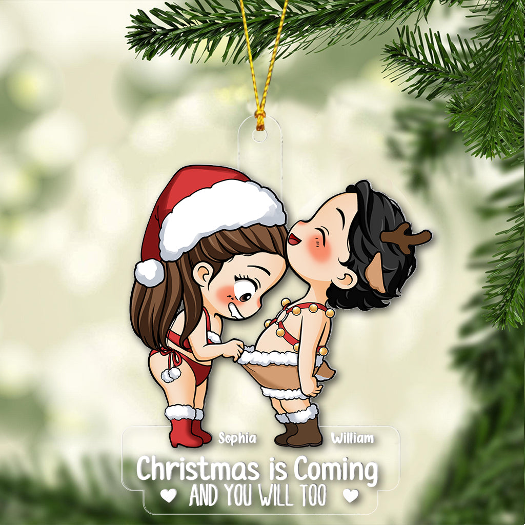 Funny Couple Christmas Gift - Personalized Couple Transparent Ornament