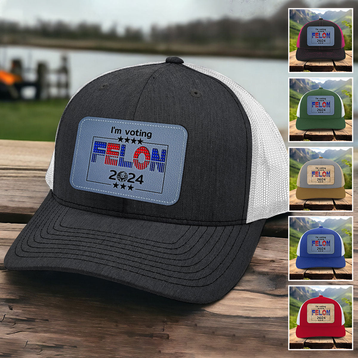 I'm Voting Felon - Personalized Leather Patch Hat