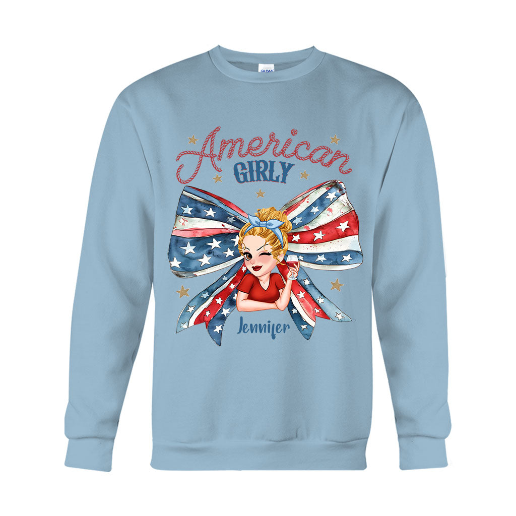 Coquette American Girl - T-shirt et sweat à capuche personnalisés pour la fête nationale américaine (4 juillet).