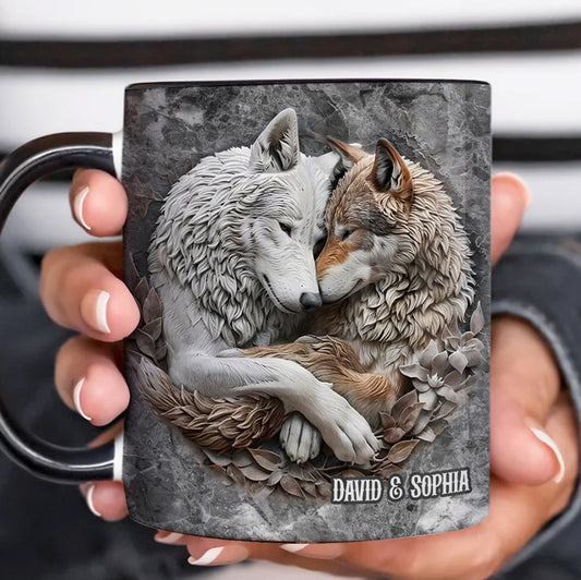 Couple de loups - Mug personnalisé avec motif loup
