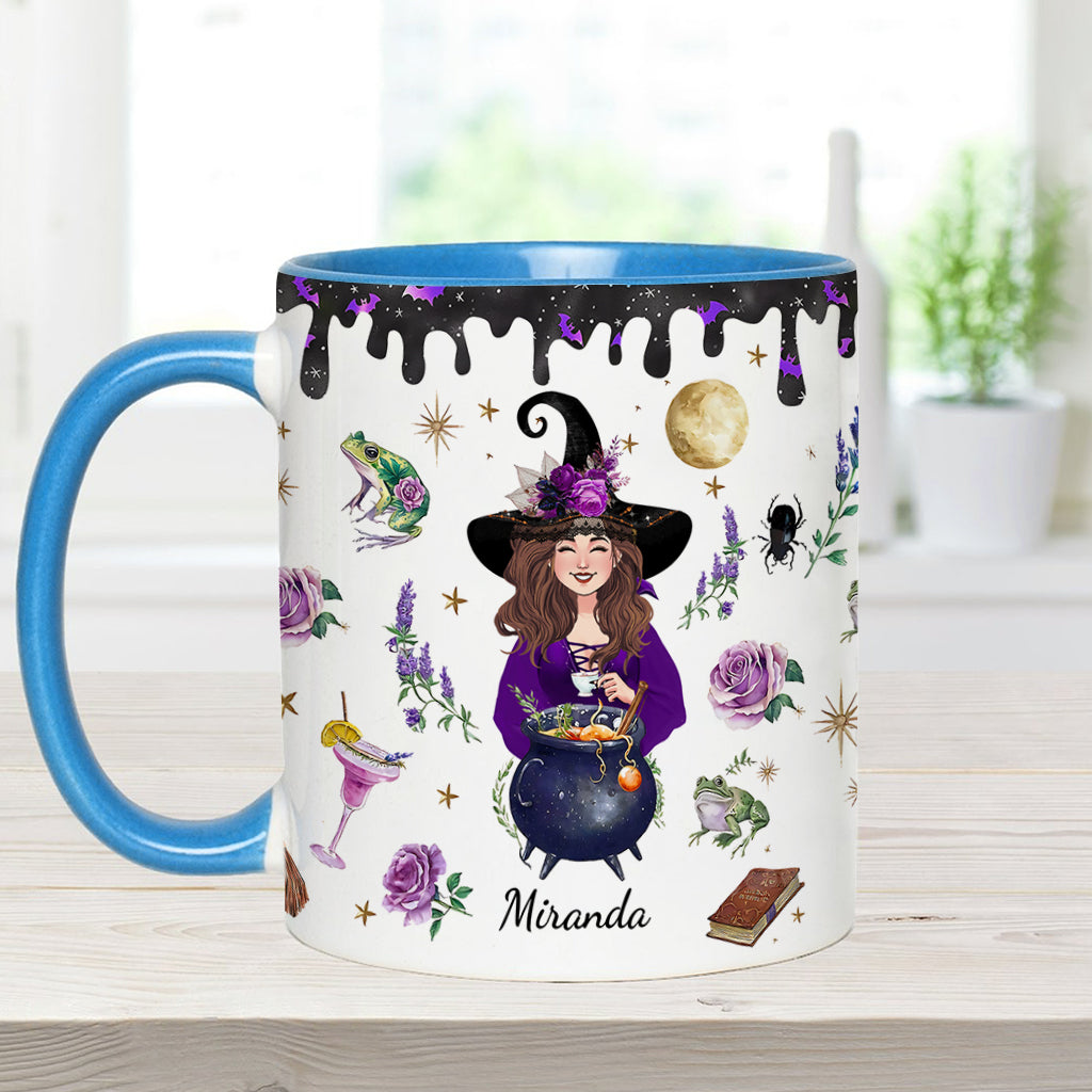 This Witch Need Coffee Before Any Hocus Pocus - Personalized Witch Accent Mug