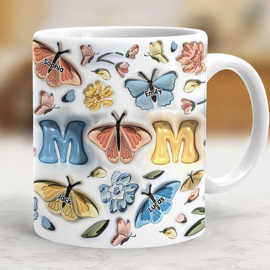 Mug personnalisé « Mère et Enfants Papillon »
