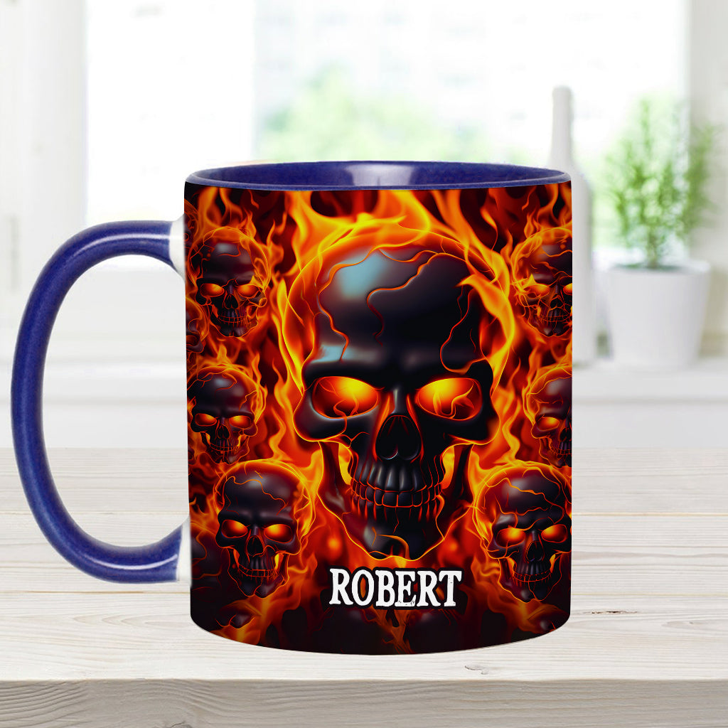 Mug personnalisé « Crâne fondu en feu » - Tête de mort fondue