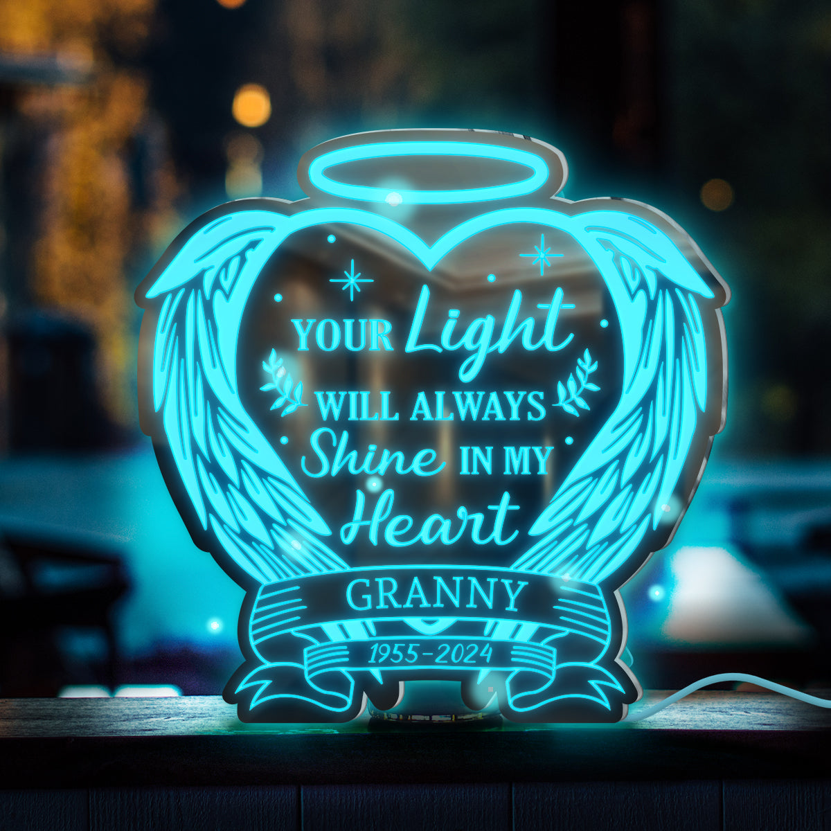 Your Light Will Always Shine In My Heart - Personalized Memorial Mirror Light