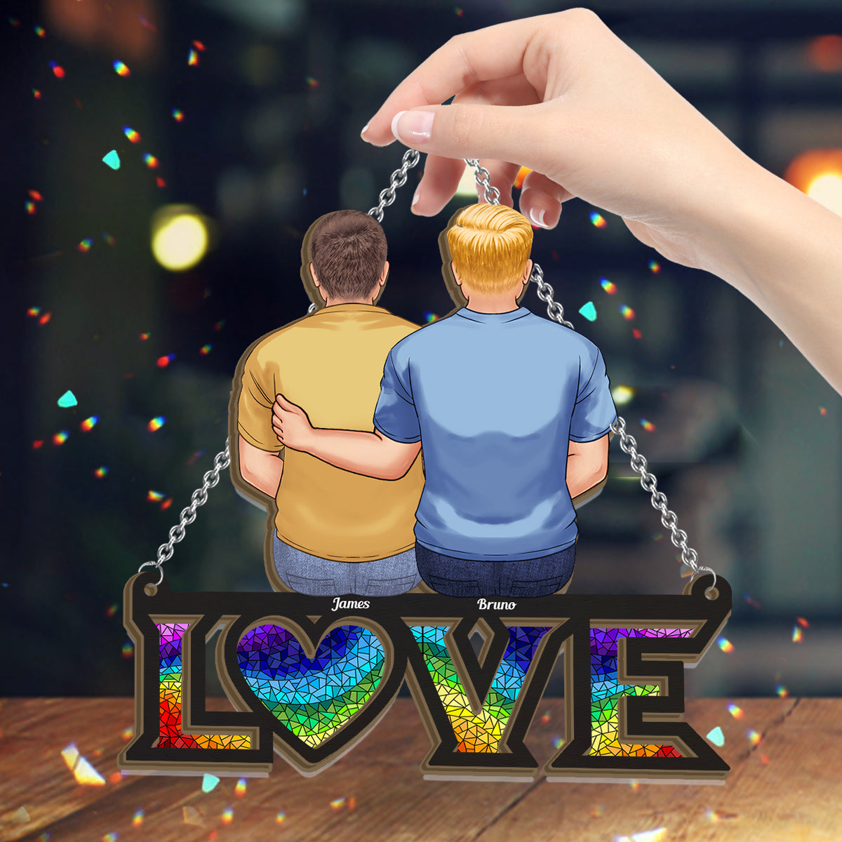 L'amour est l'amour - Attrape-soleil personnalisé à deux couches, symbole de soutien à la communauté LGBT.