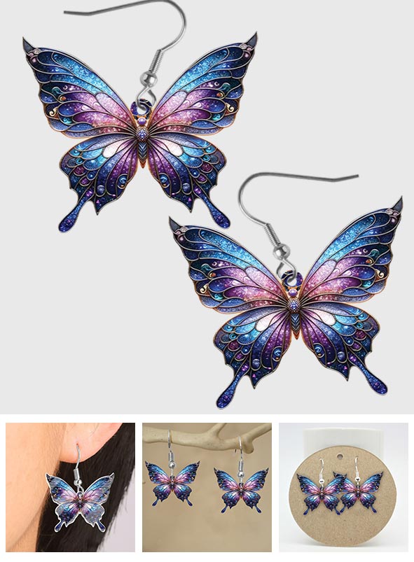 Superbes boucles d'oreilles papillon personnalisées violettes