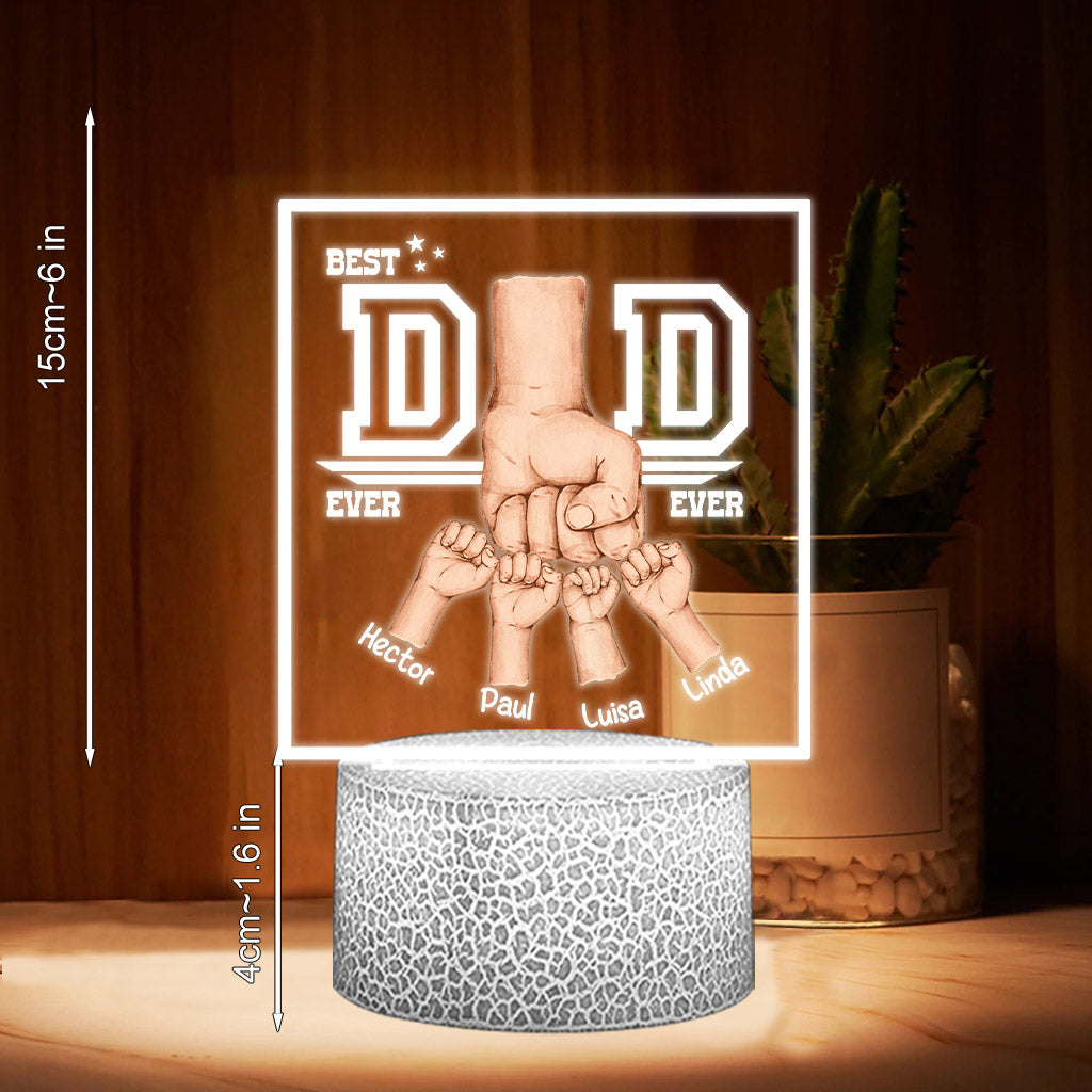 Meilleur papa du monde - Plaque lumineuse personnalisée en forme de papa