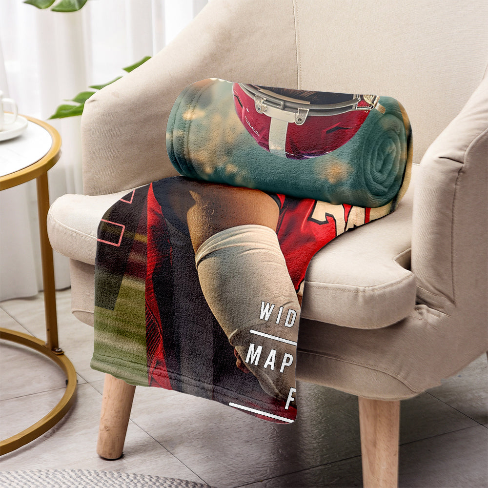 Any Photo, Name, School... - Personalized Football Blanket