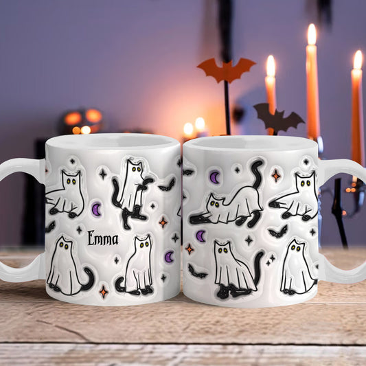 Chats fantômes d'Halloween - Mug personnalisé Chat noir