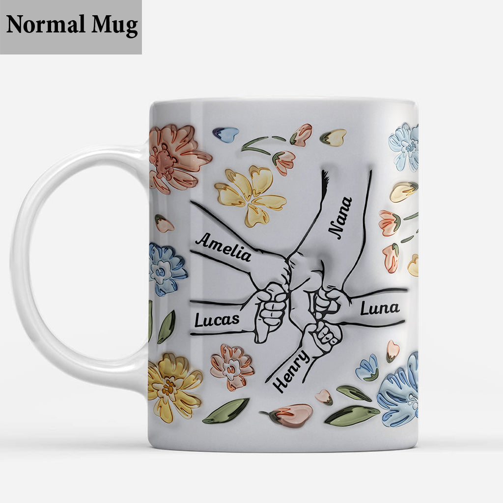 Mom's Love Hands Holding - Personalized Mother Mug