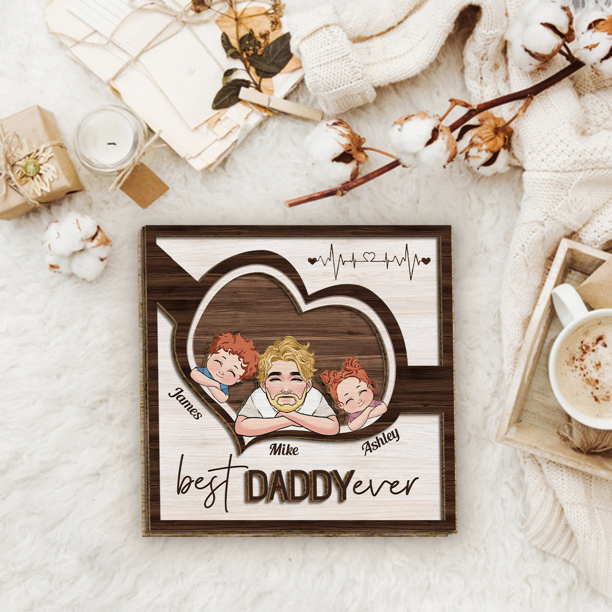 Best Dad Ever - Personalized Father 2 Layered Wood Sign / Wood Plaque