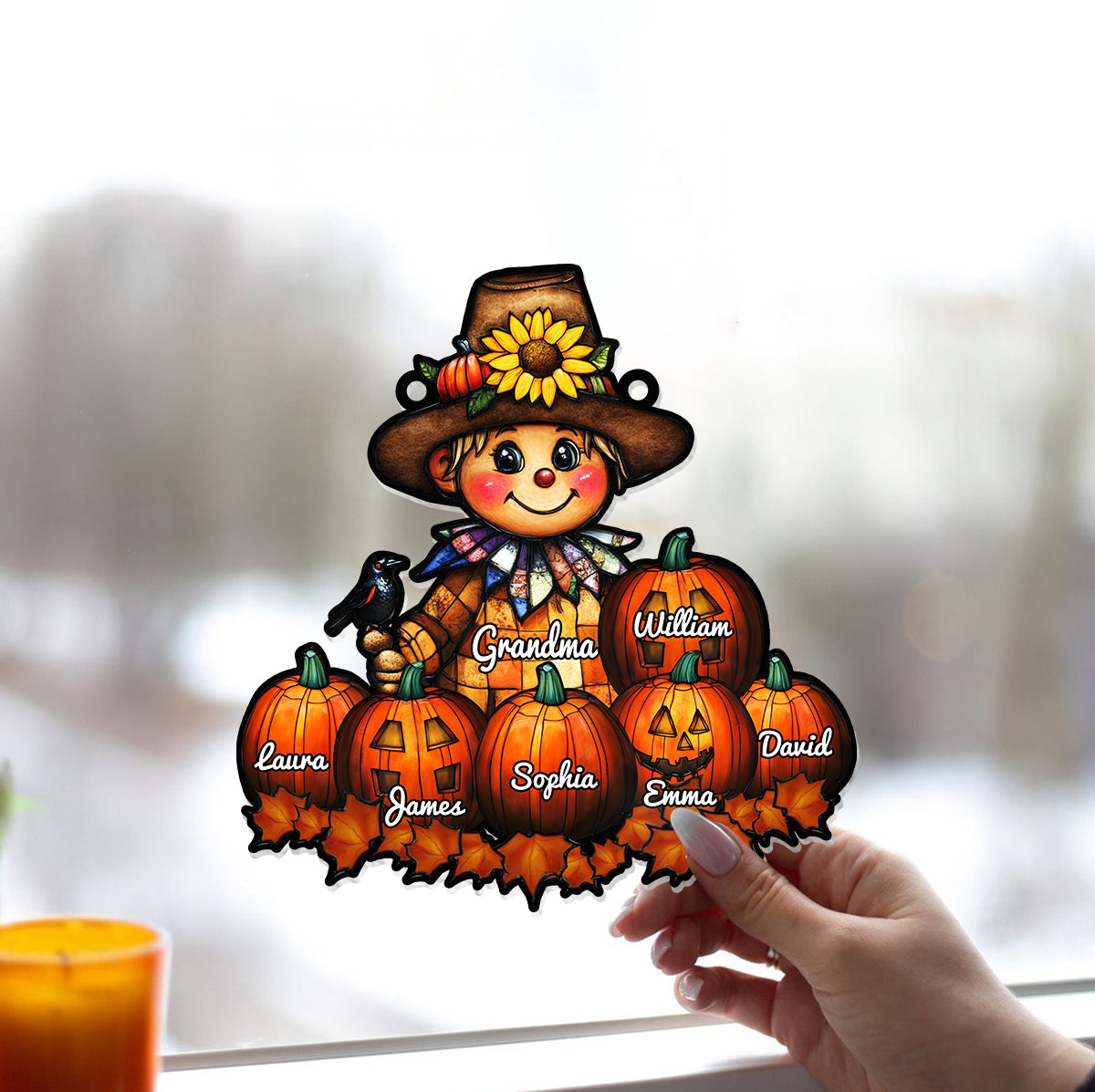 Grand-mère Automne - Ornement attrape-soleil personnalisé à suspendre à la fenêtre pour grand-mère