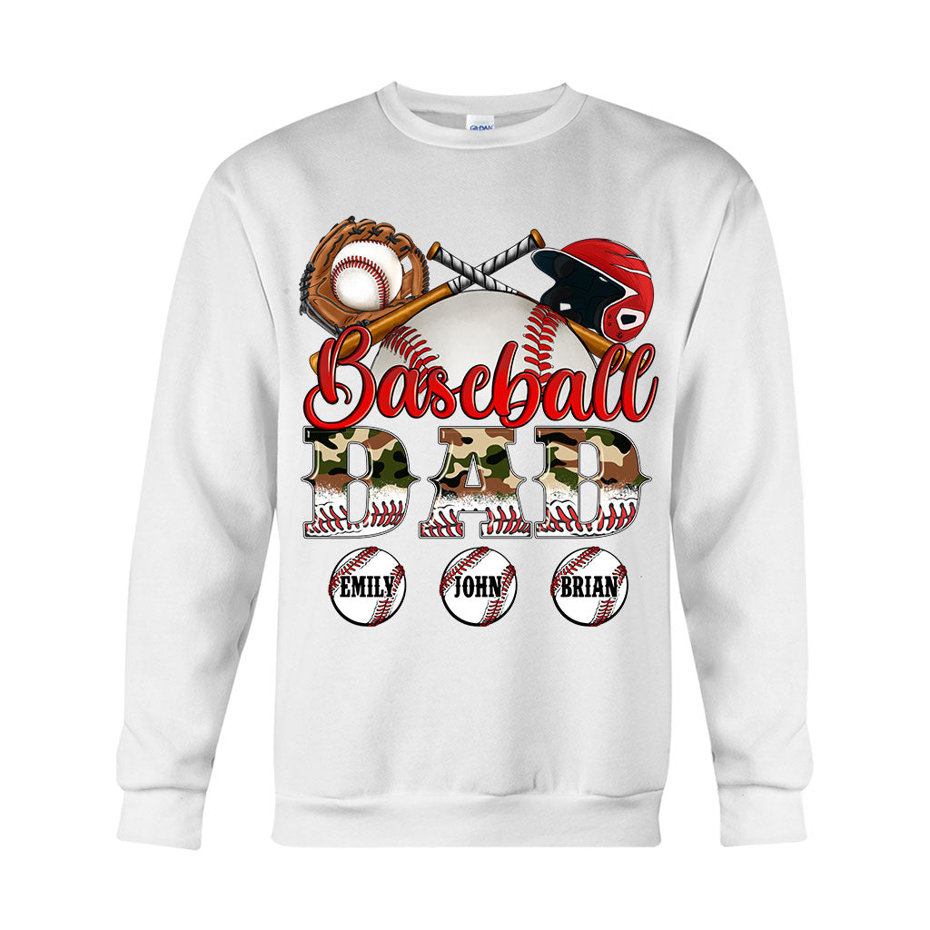 Meilleur papa de joueur de baseball au monde - T-shirt et sweat à capuche camouflage personnalisés - Sweat à capuche