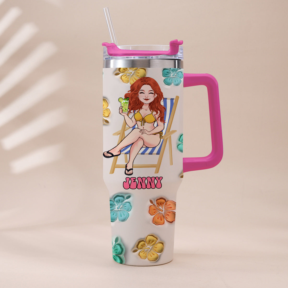 Ambiance estivale - Gobelet personnalisé pour amoureux de la mer avec anse