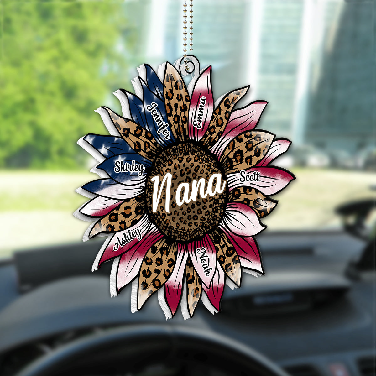 Drapeau Tournesol de Grand-Mère pour le 4 juillet - Ornement de voiture personnalisé en forme de tournesol pour Grand-Mère
