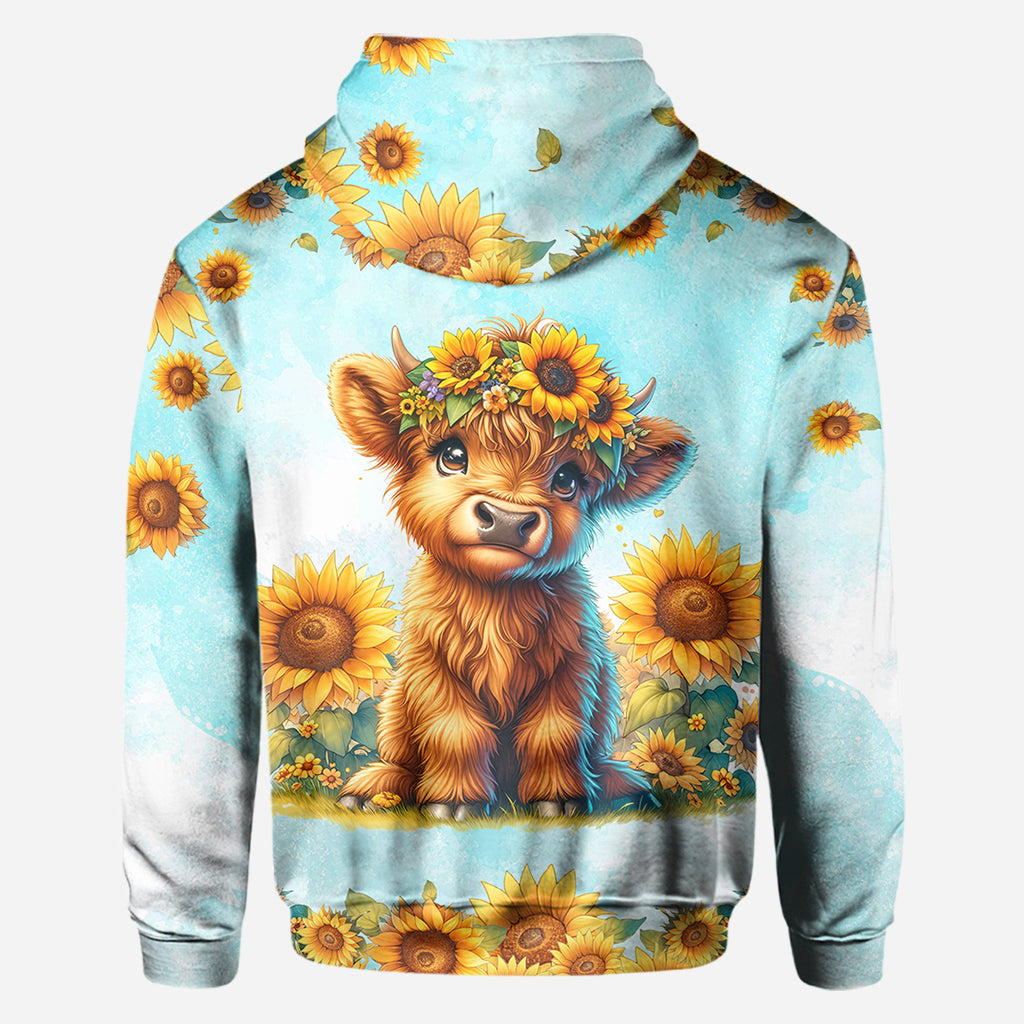 Love Being Called Grandma Highland Cow Sunflower - Personalized All Over Shirt